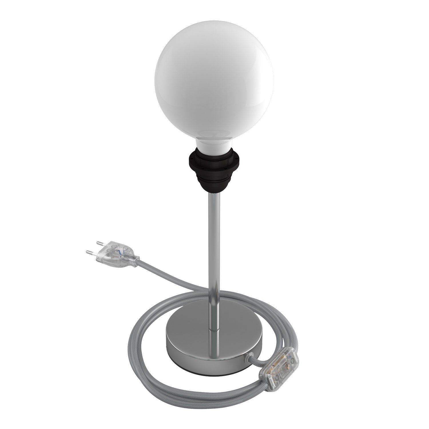 Alzaluce - metal table lamp for lampshades with fabric cable, switch and 2 poles plug