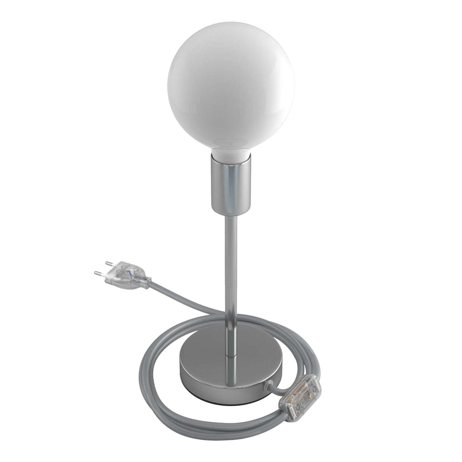 Alzaluce - metal table lamp with fabric cable, switch and 2 poles plug