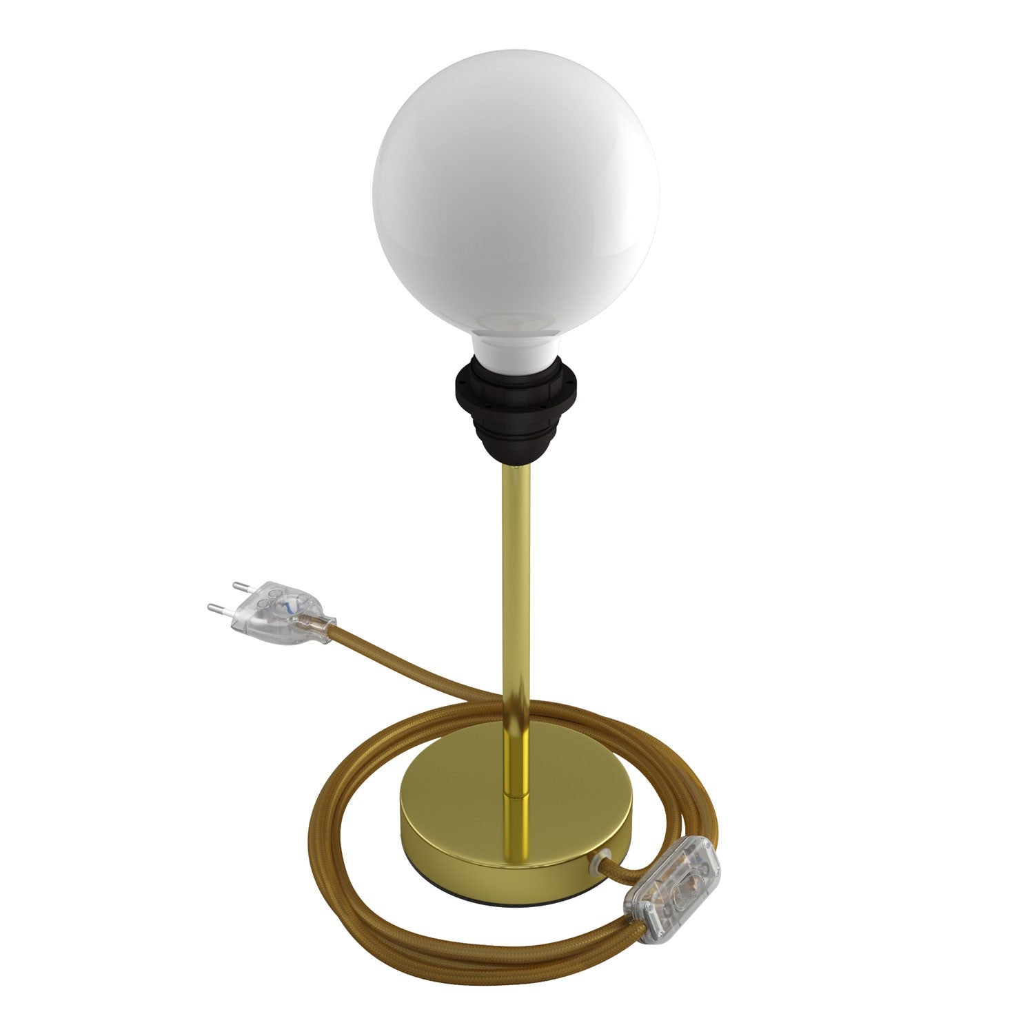 Alzaluce - metal table lamp for lampshades with fabric cable, switch and 2 poles plug