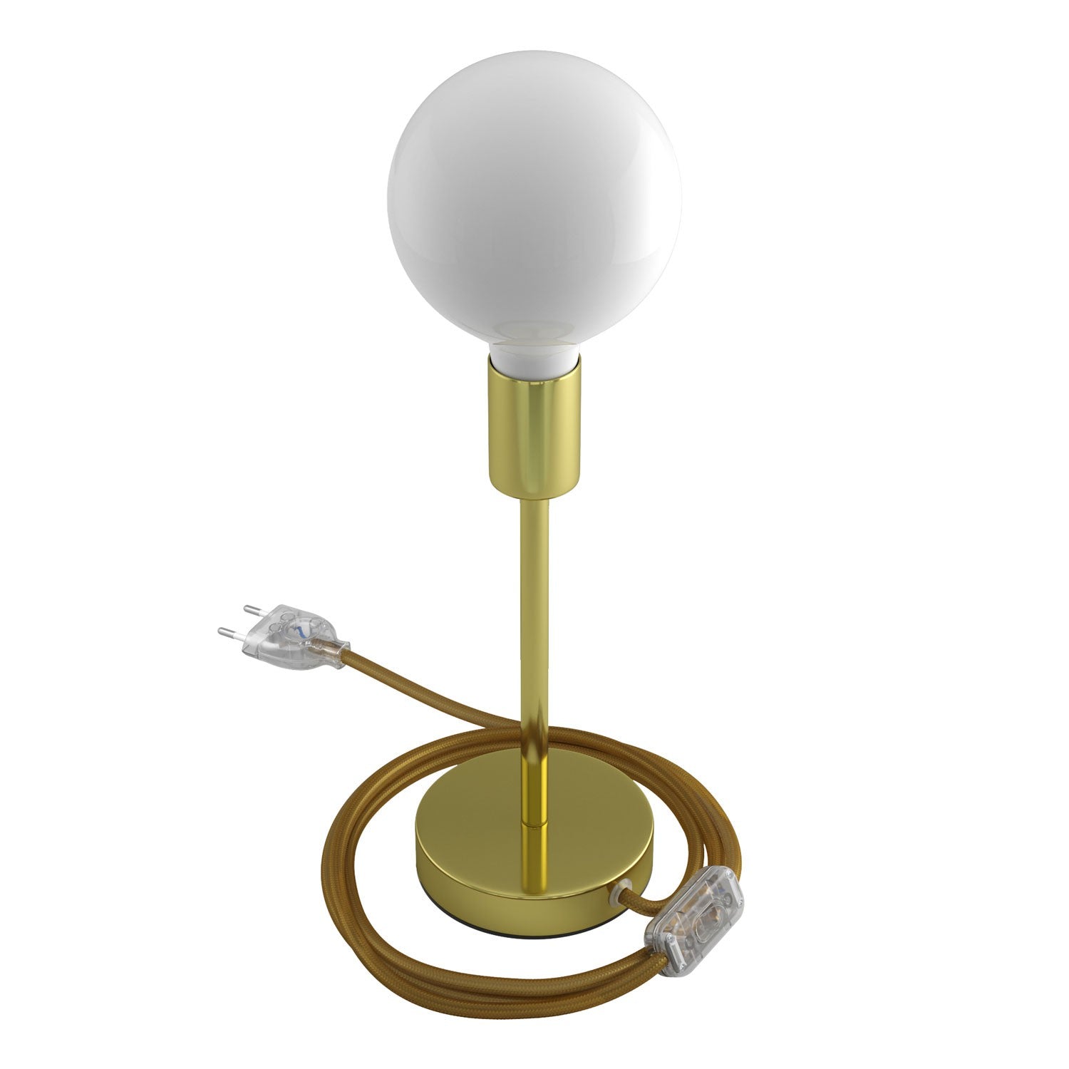 Alzaluce - metal table lamp with fabric cable, switch and 2 poles plug