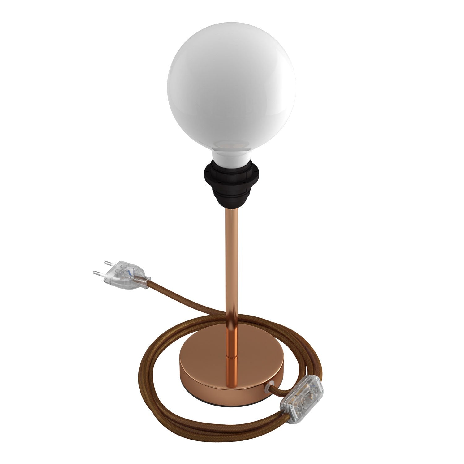 Alzaluce - metal table lamp for lampshades with fabric cable, switch and 2 poles plug