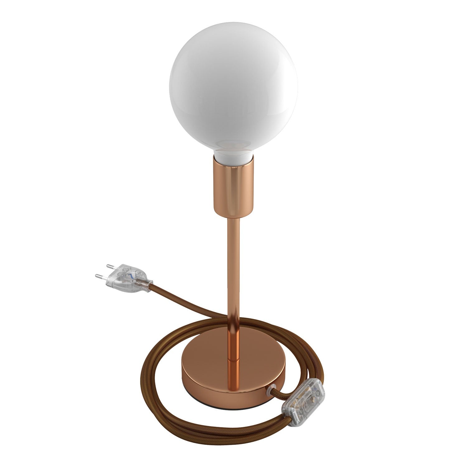 Alzaluce - metal table lamp with fabric cable, switch and 2 poles plug