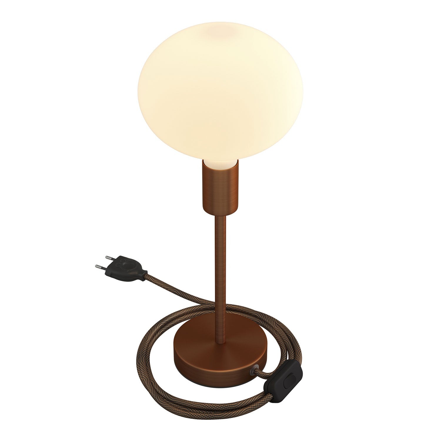 Alzaluce - metal table lamp with fabric cable, switch and 2 poles plug