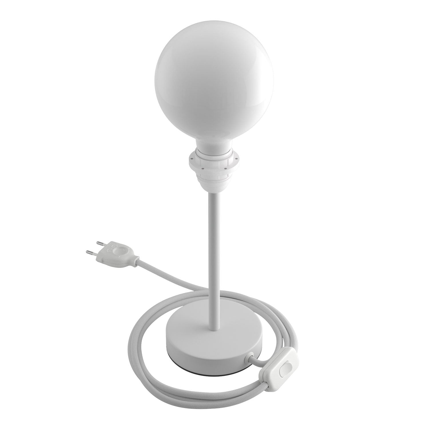 Alzaluce - metal table lamp for lampshades with fabric cable, switch and 2 poles plug