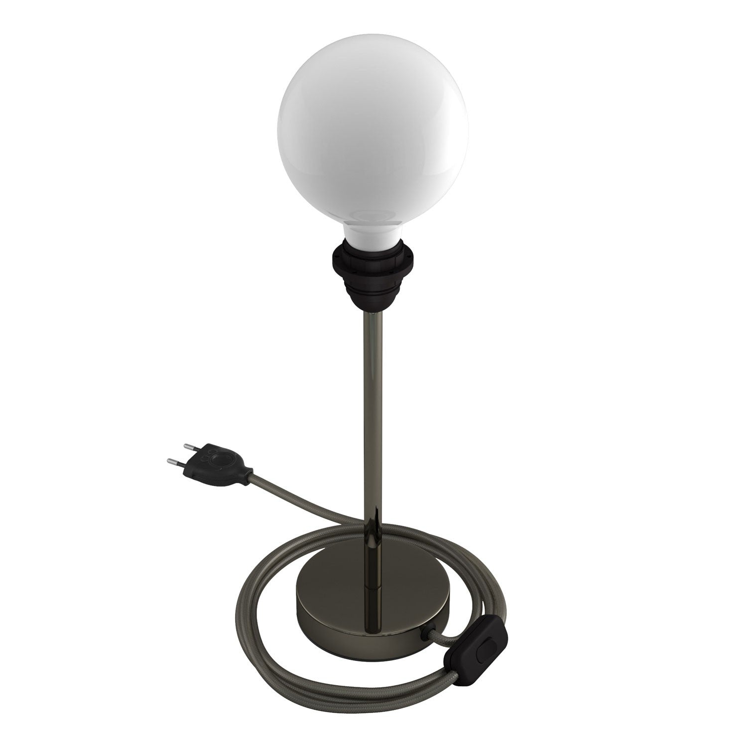 Alzaluce - metal table lamp for lampshades with fabric cable, switch and 2 poles plug