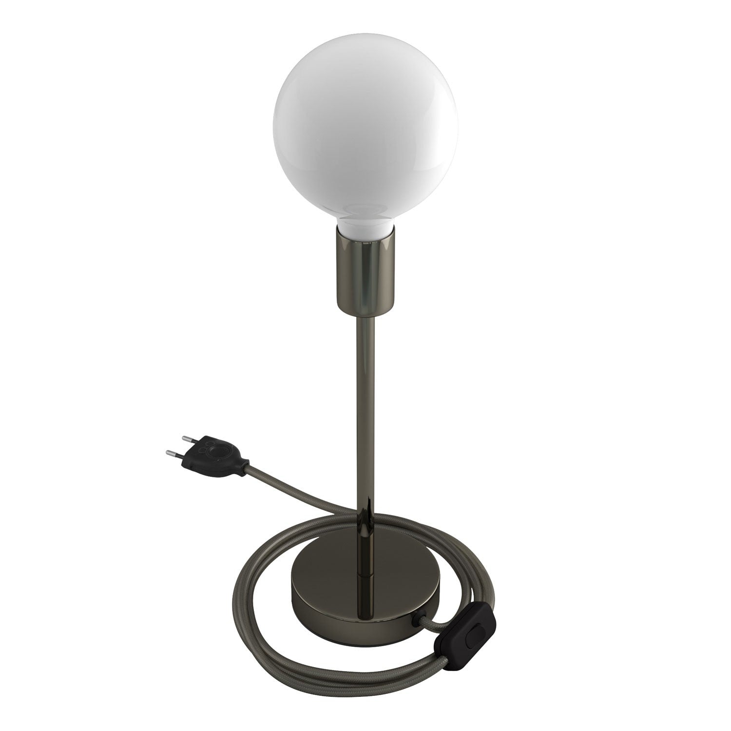 Alzaluce - metal table lamp with fabric cable, switch and 2 poles plug