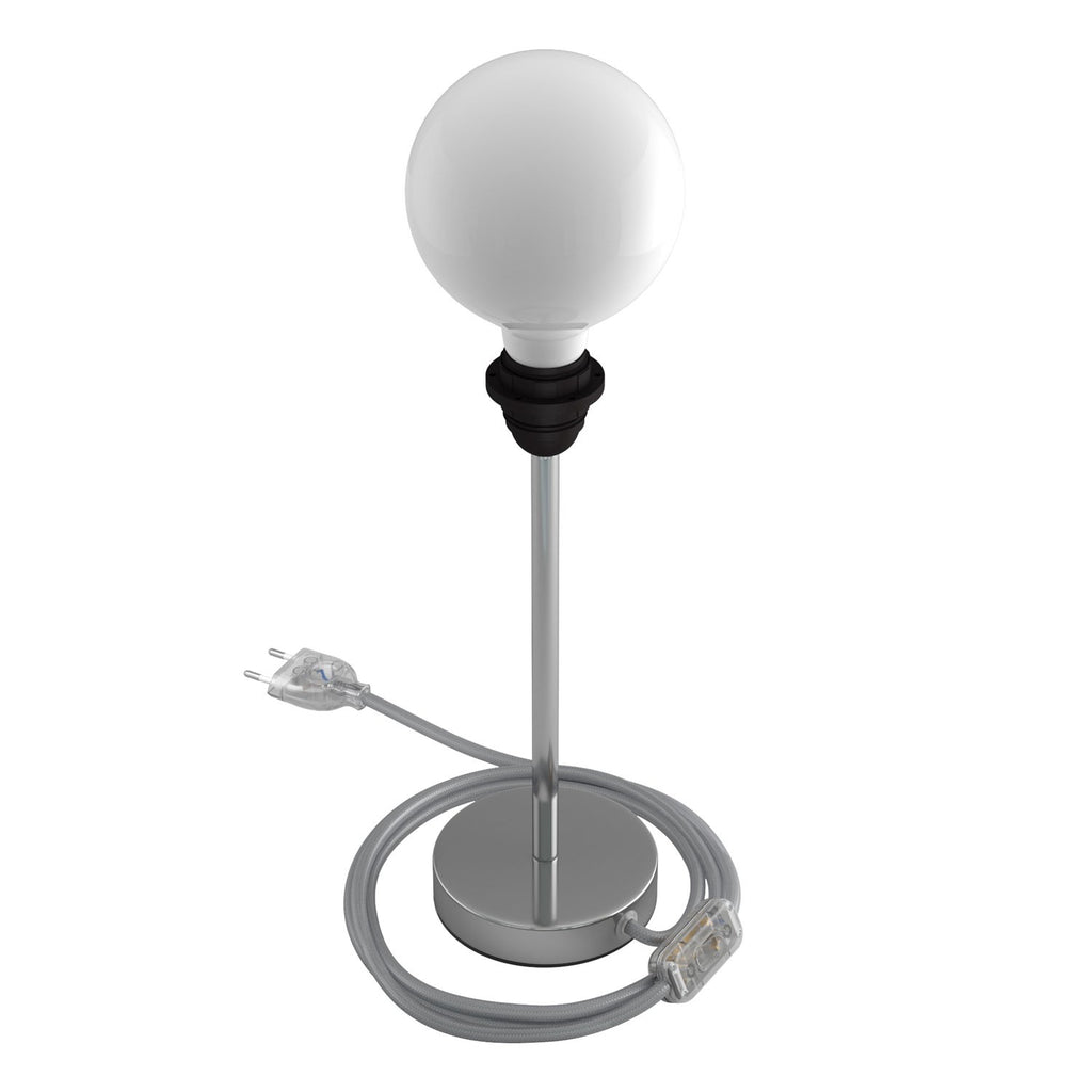 Alzaluce - metal table lamp for lampshades with fabric cable, switch and 2 poles plug