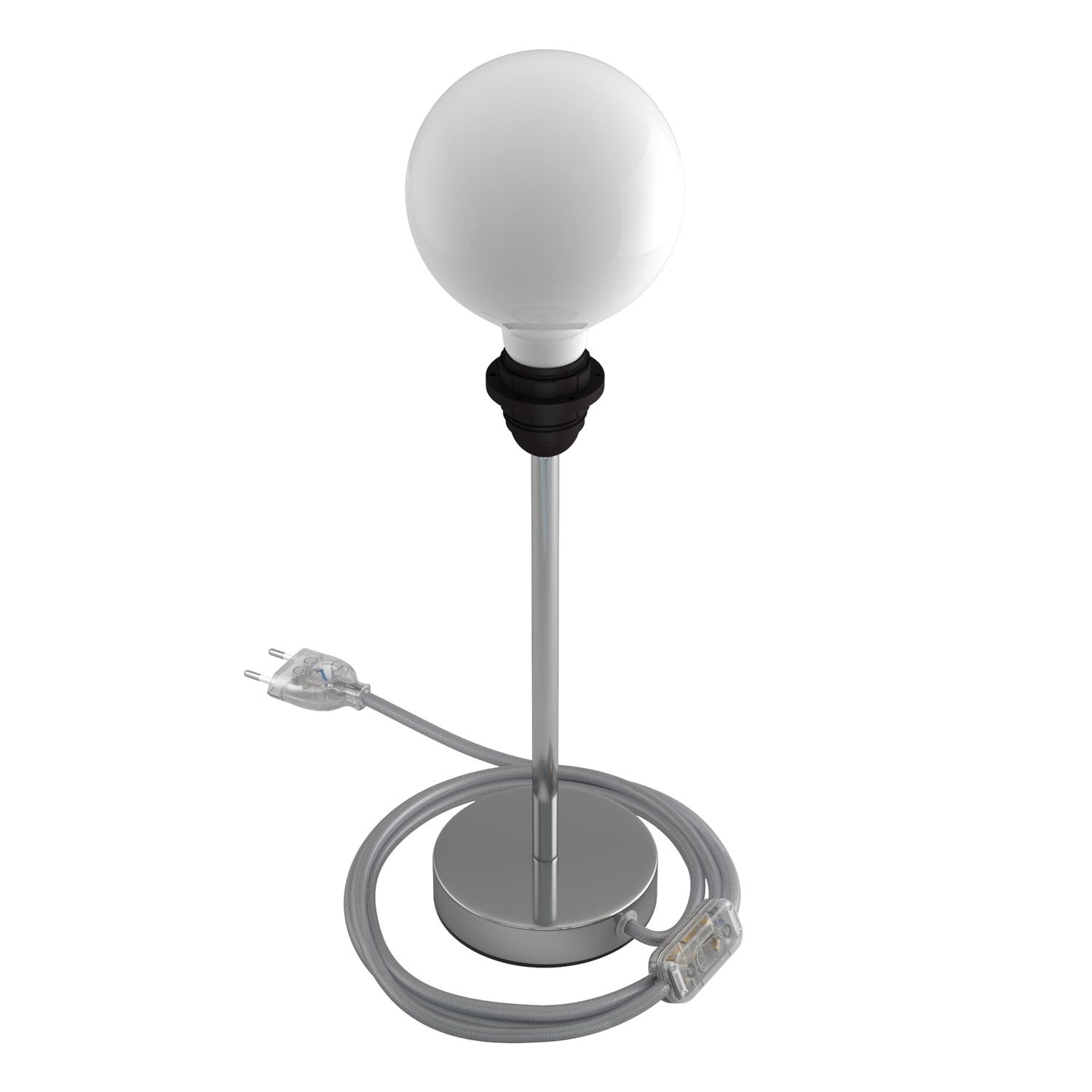 Alzaluce - metal table lamp for lampshades with fabric cable, switch and 2 poles plug