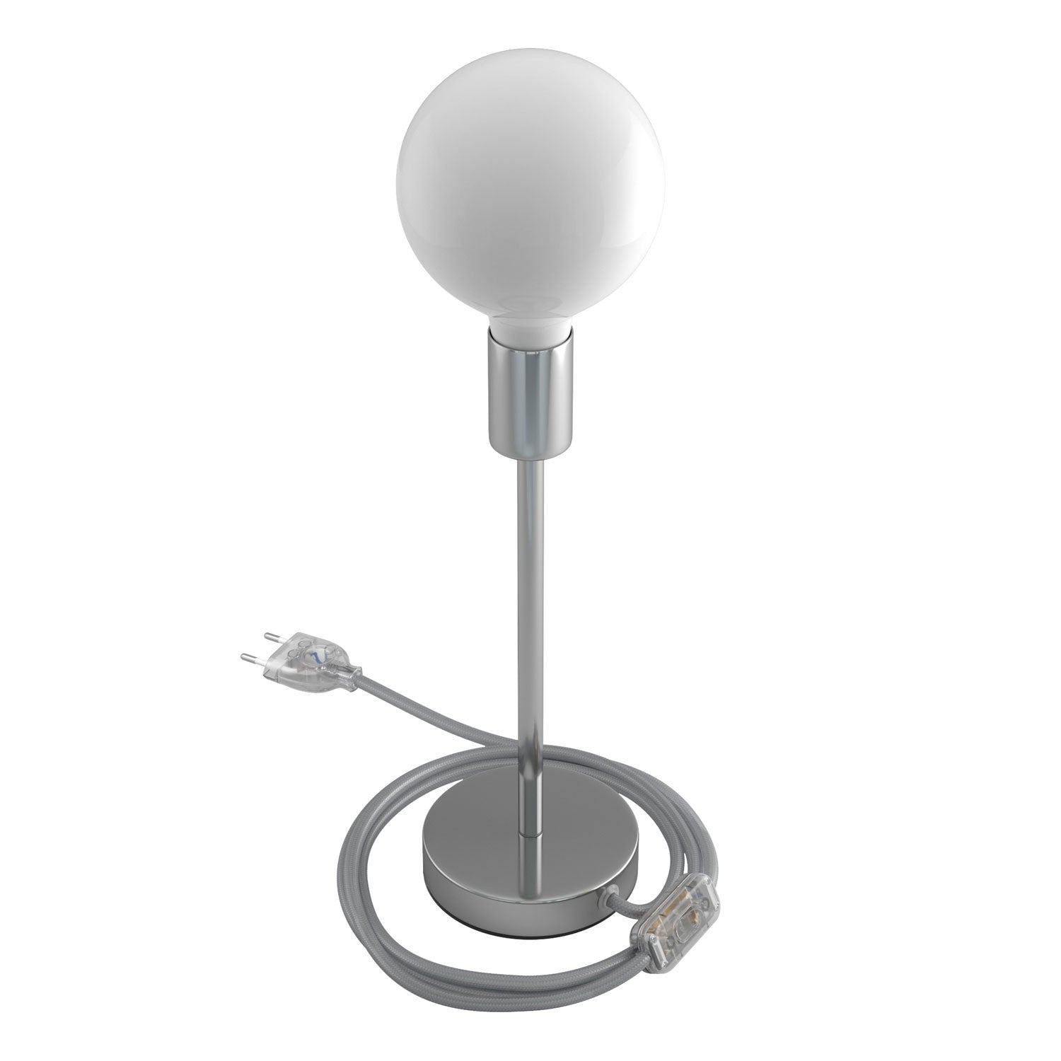 Alzaluce - metal table lamp with fabric cable, switch and 2 poles plug