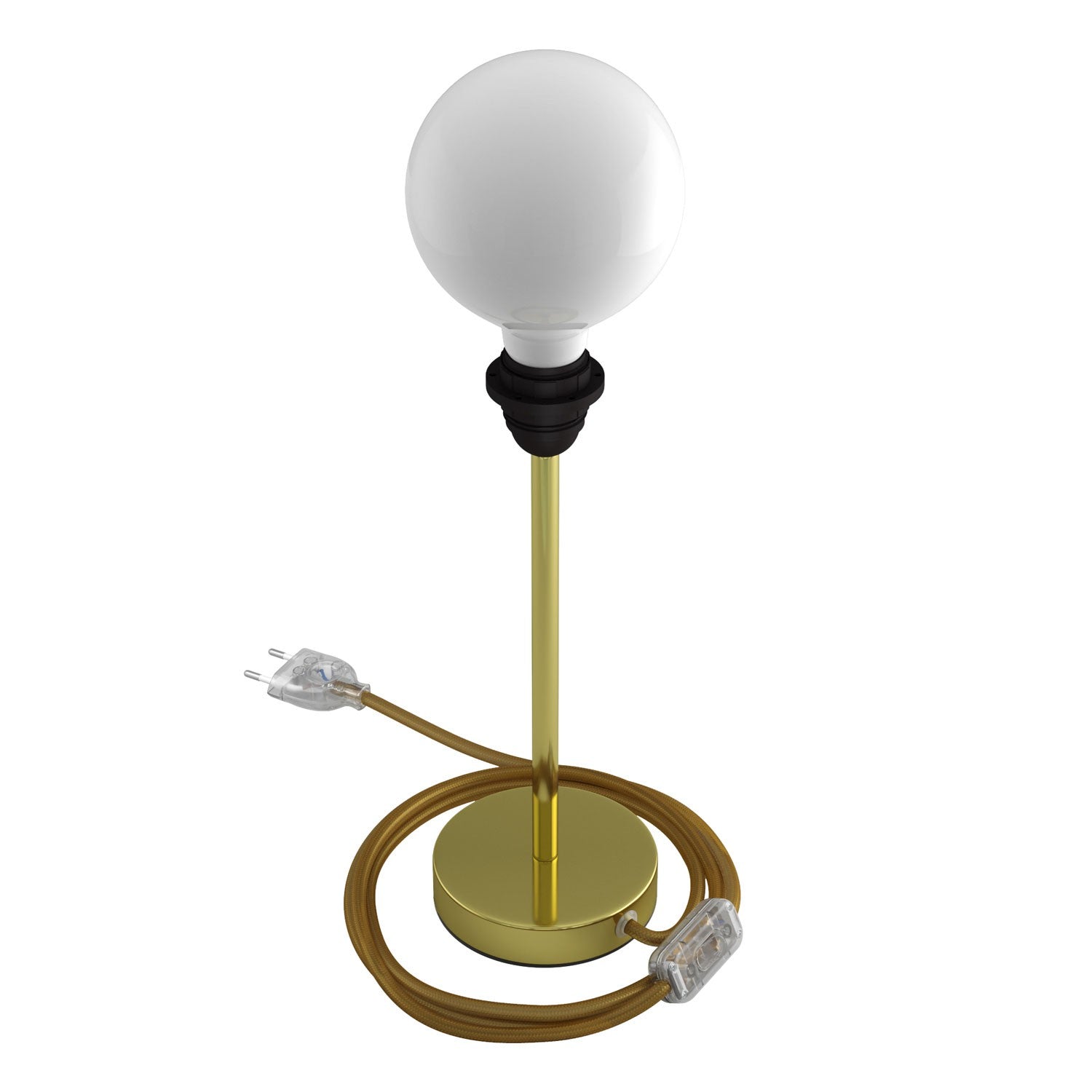 Alzaluce - metal table lamp for lampshades with fabric cable, switch and 2 poles plug