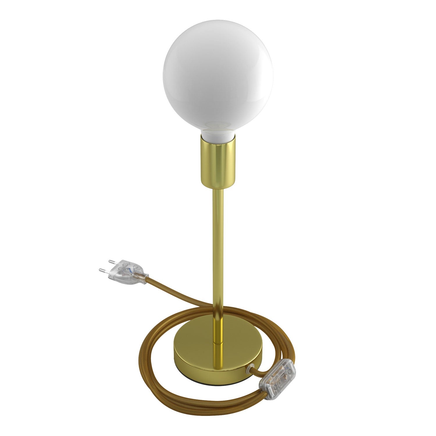 Alzaluce - metal table lamp with fabric cable, switch and 2 poles plug