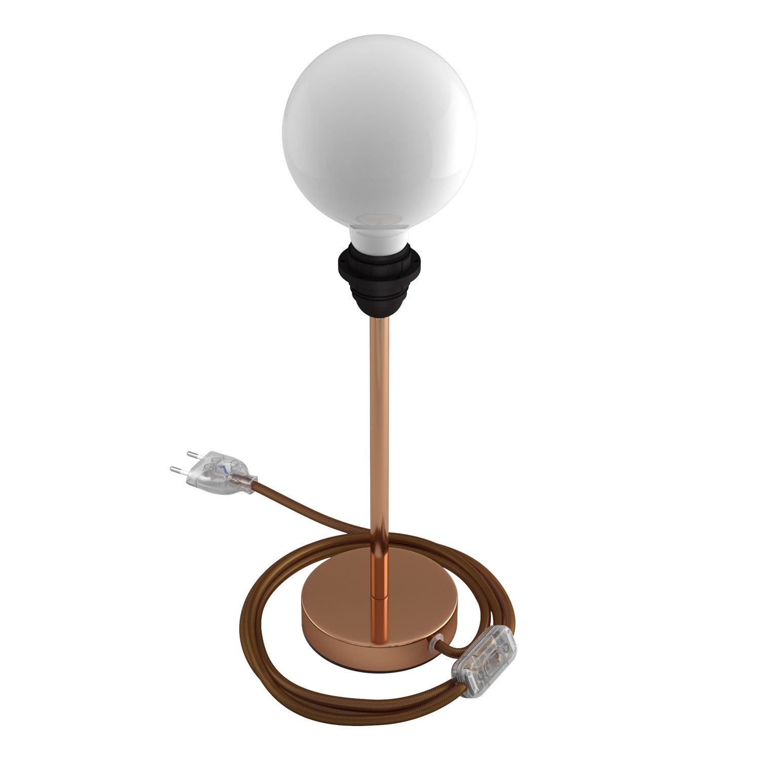 Alzaluce - metal table lamp for lampshades with fabric cable, switch and 2 poles plug