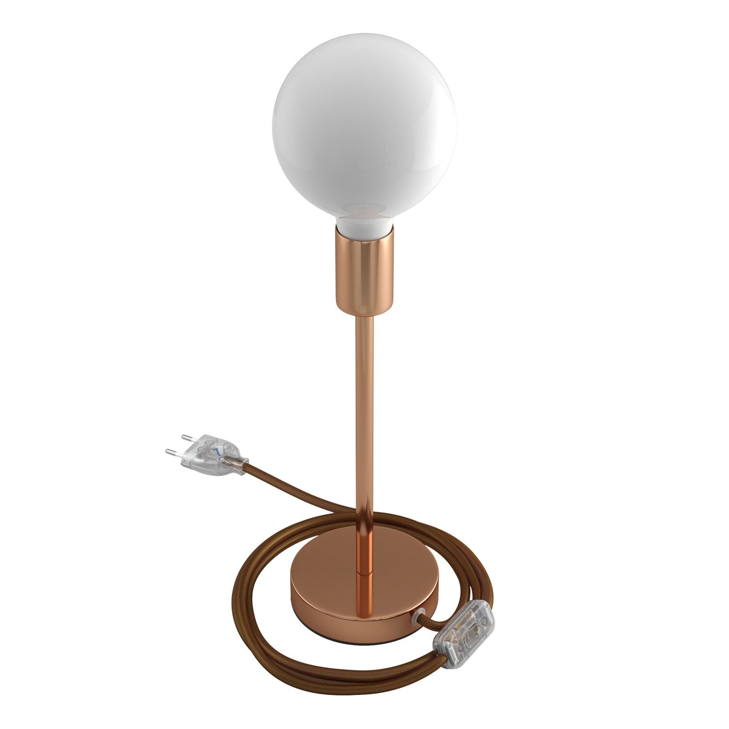 Alzaluce - metal table lamp with fabric cable, switch and 2 poles plug