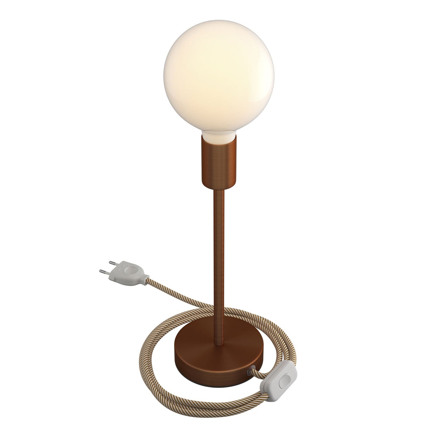 Alzaluce - metal table lamp with fabric cable, switch and 2 poles plug