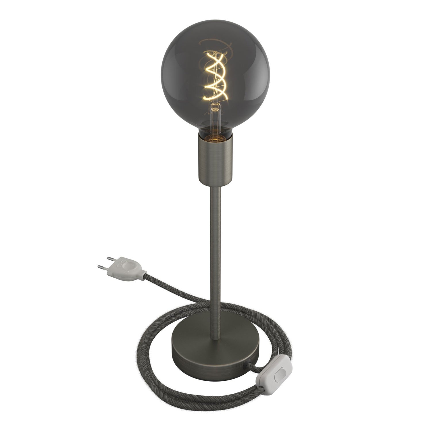 Alzaluce - metal table lamp with fabric cable, switch and 2 poles plug