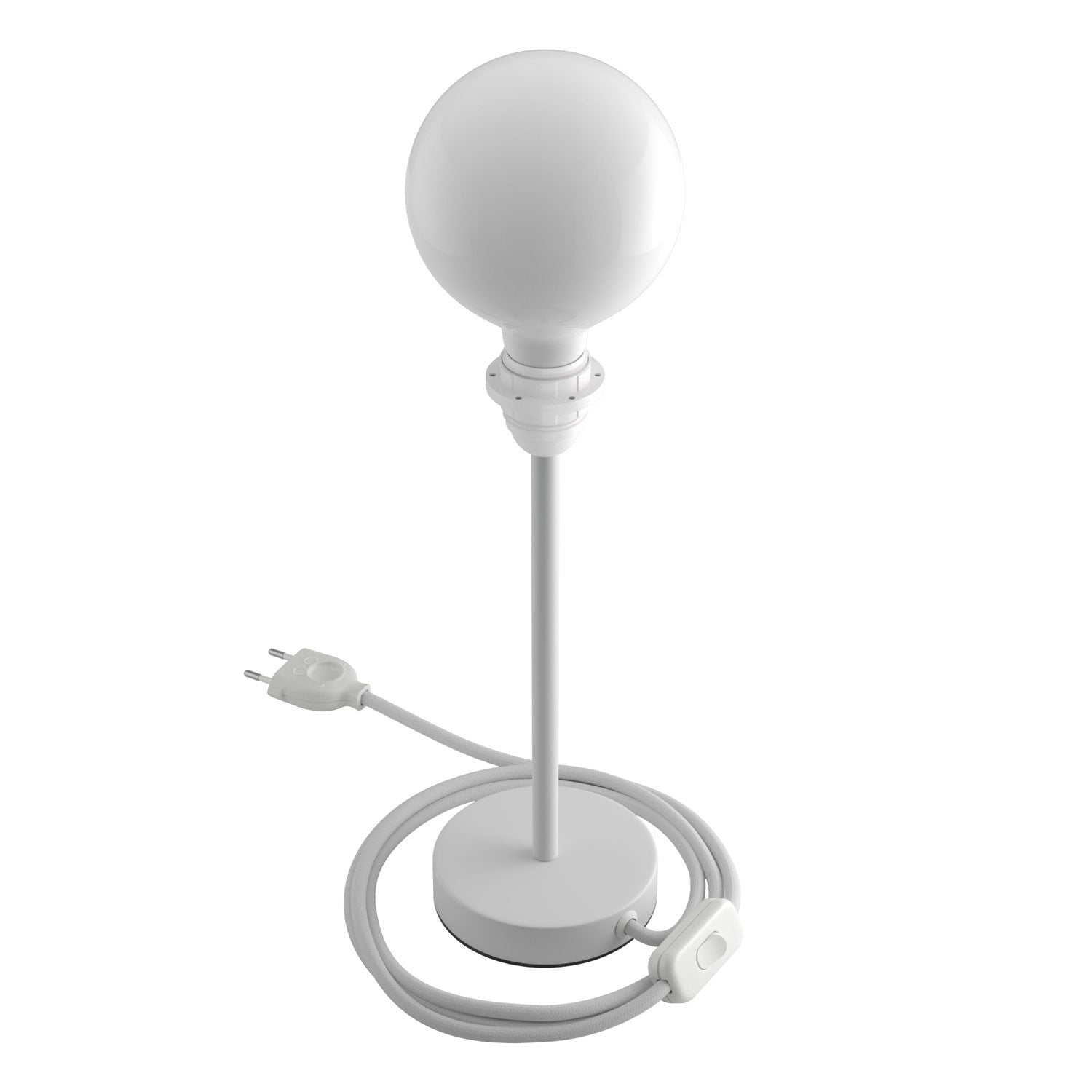 Alzaluce - metal table lamp for lampshades with fabric cable, switch and 2 poles plug