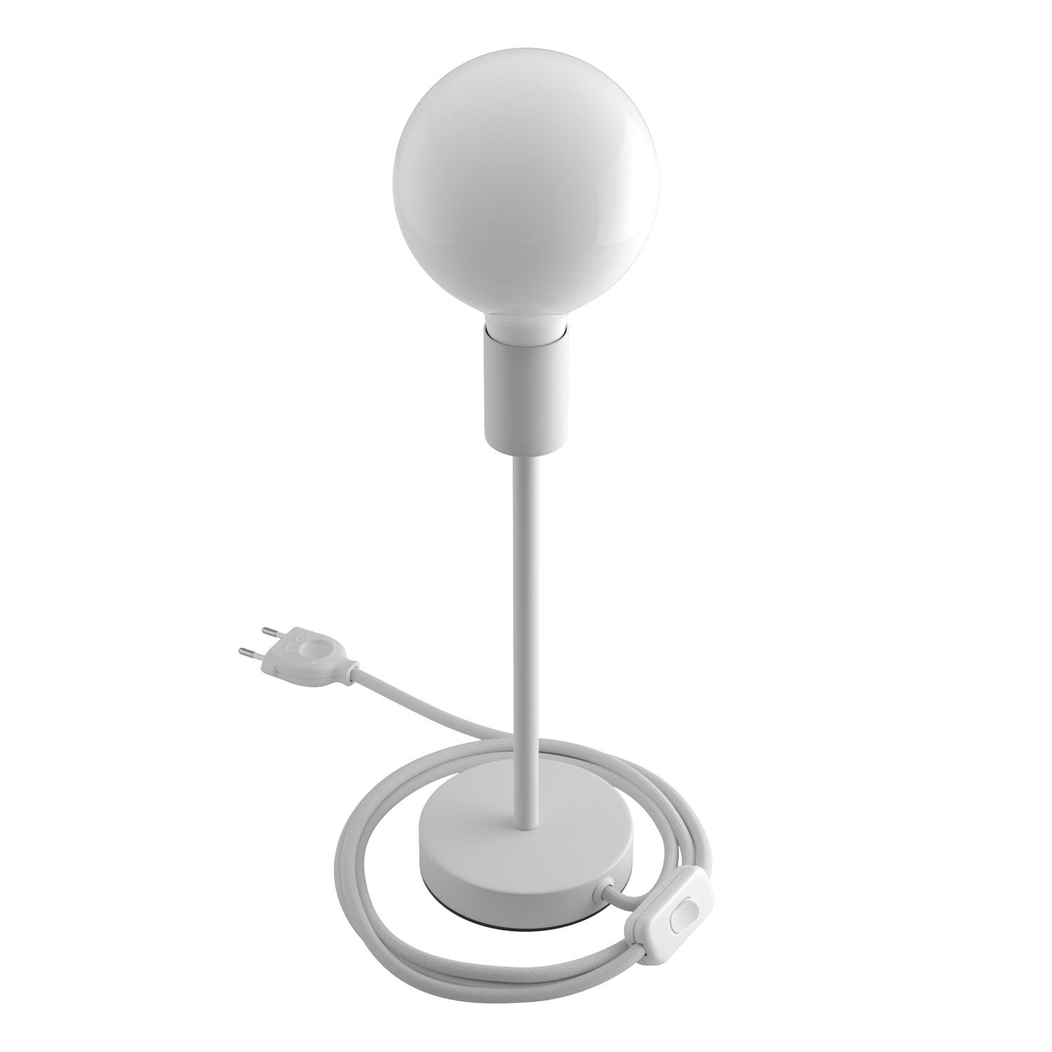 Alzaluce - metal table lamp with fabric cable, switch and 2 poles plug