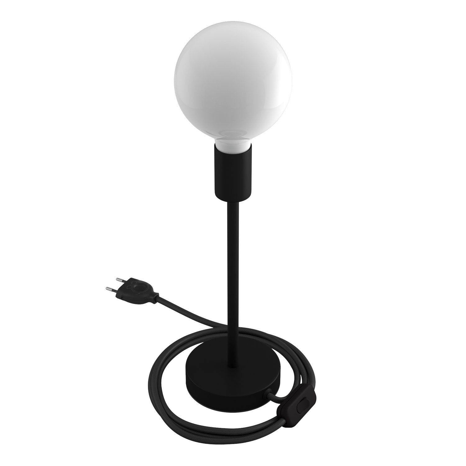 Alzaluce - metal table lamp with fabric cable, switch and 2 poles plug