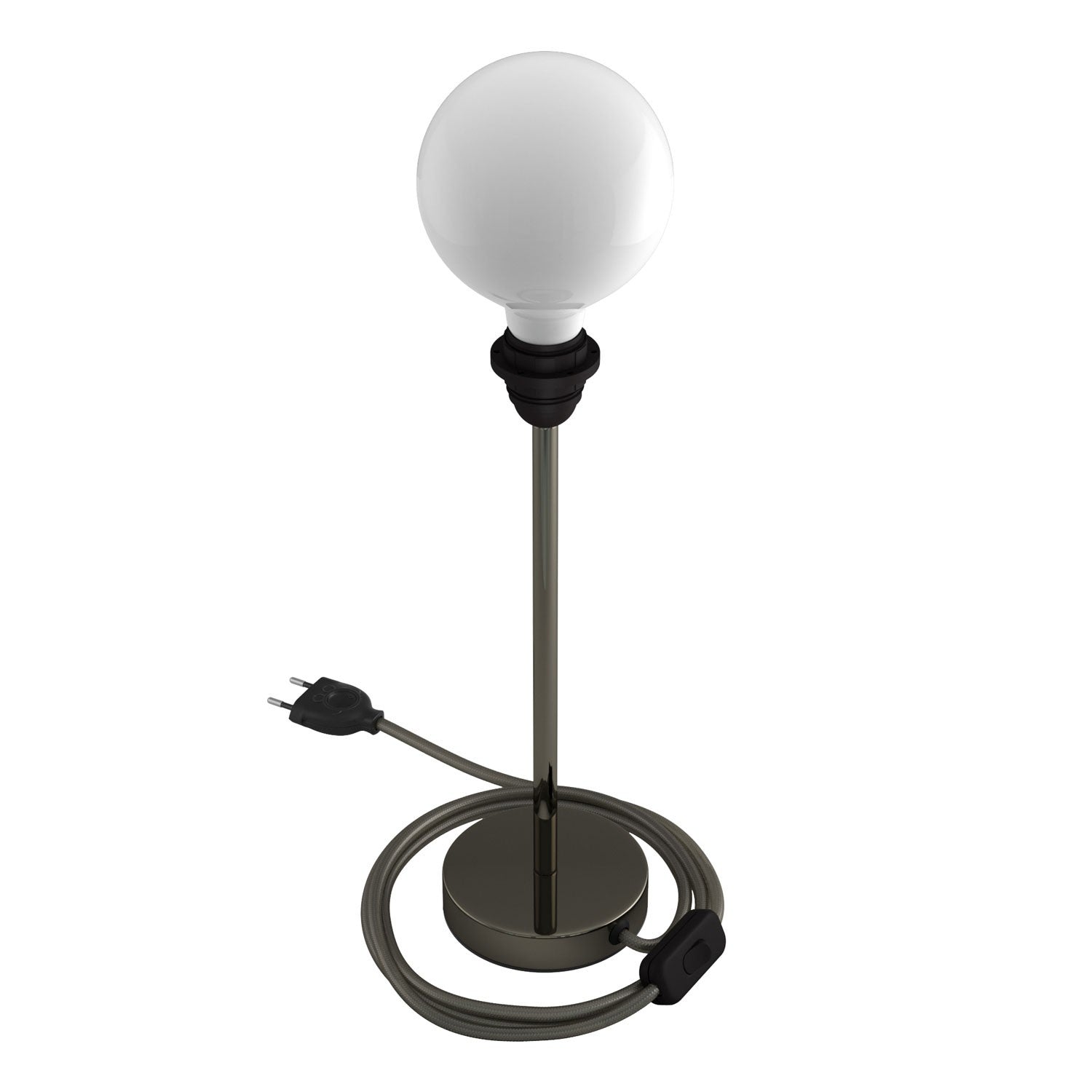 Alzaluce - metal table lamp for lampshades with fabric cable, switch and 2 poles plug