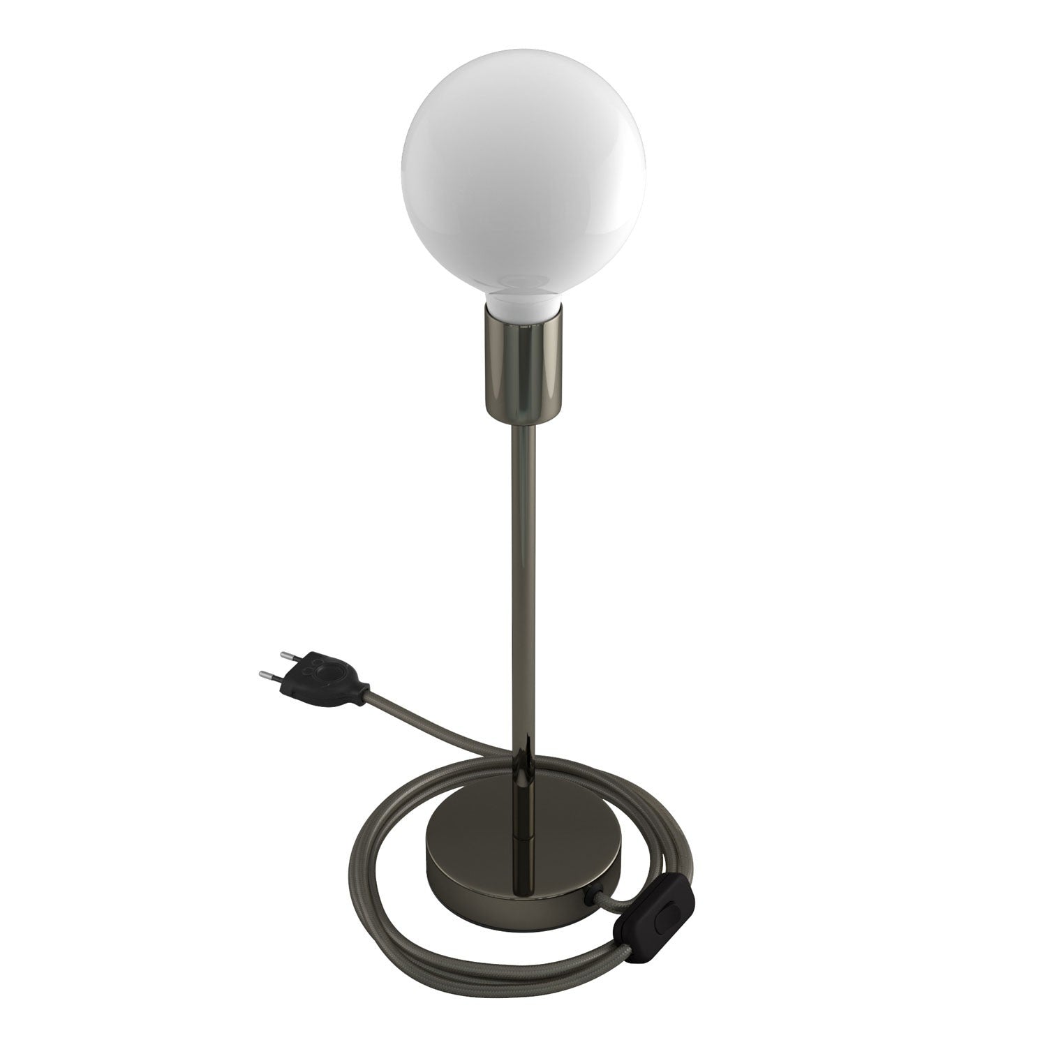 Alzaluce - metal table lamp with fabric cable, switch and 2 poles plug