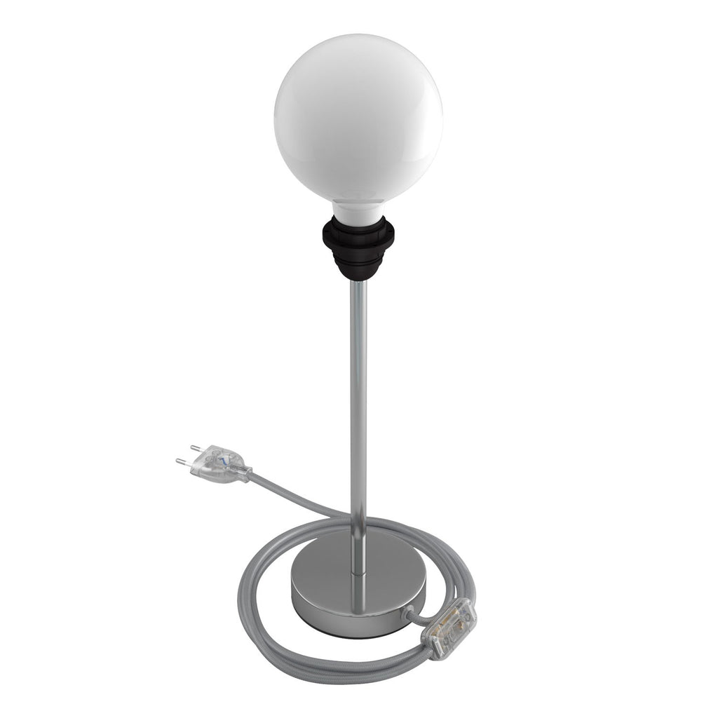 Alzaluce - metal table lamp for lampshades with fabric cable, switch and 2 poles plug