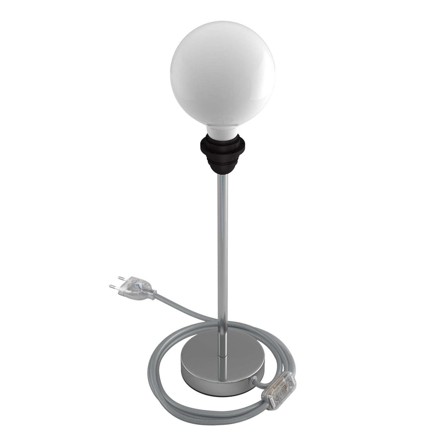 Alzaluce - metal table lamp for lampshades with fabric cable, switch and 2 poles plug