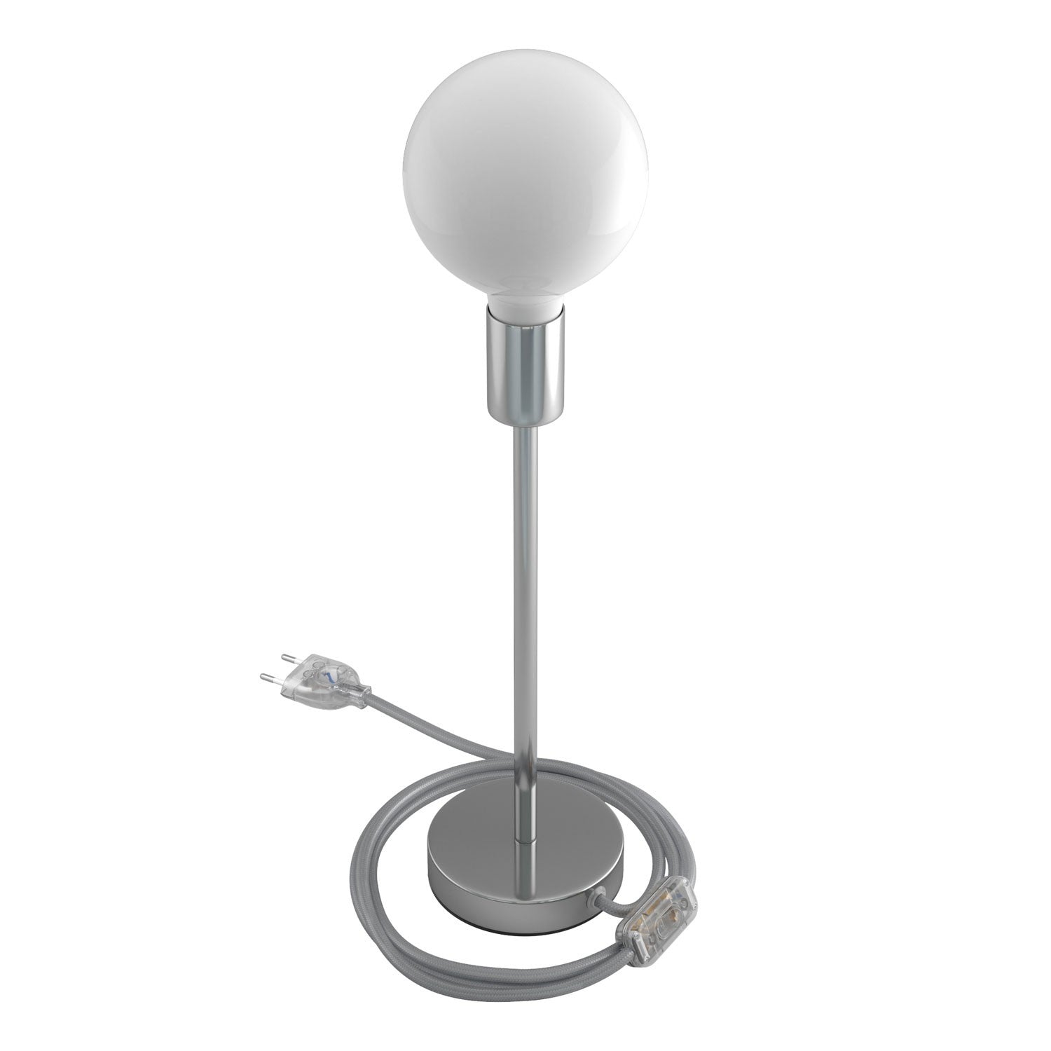 Alzaluce - metal table lamp with fabric cable, switch and 2 poles plug