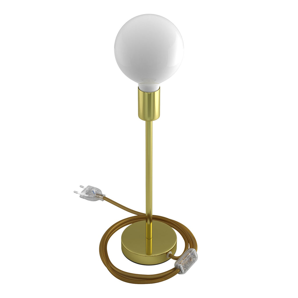 Alzaluce - metal table lamp with fabric cable, switch and 2 poles plug