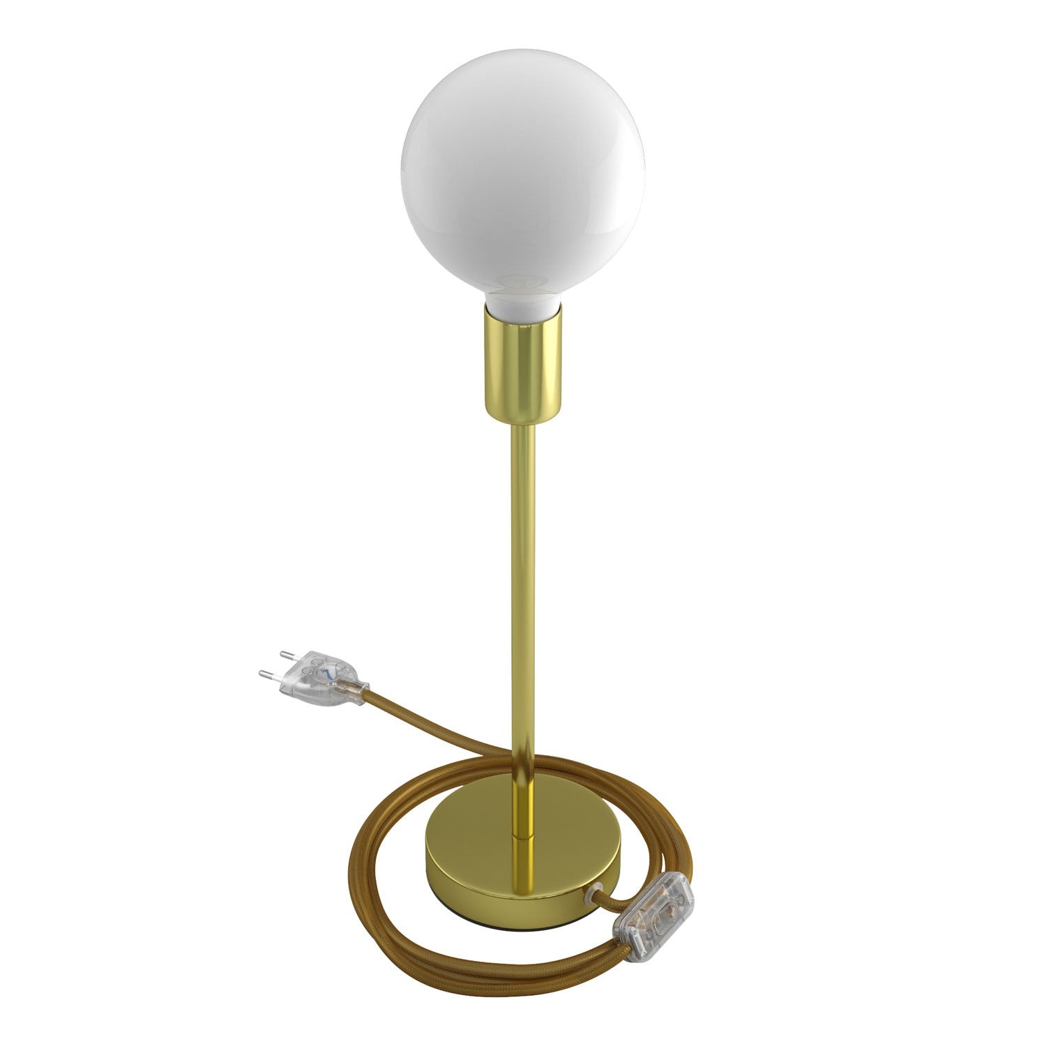 Alzaluce - metal table lamp with fabric cable, switch and 2 poles plug