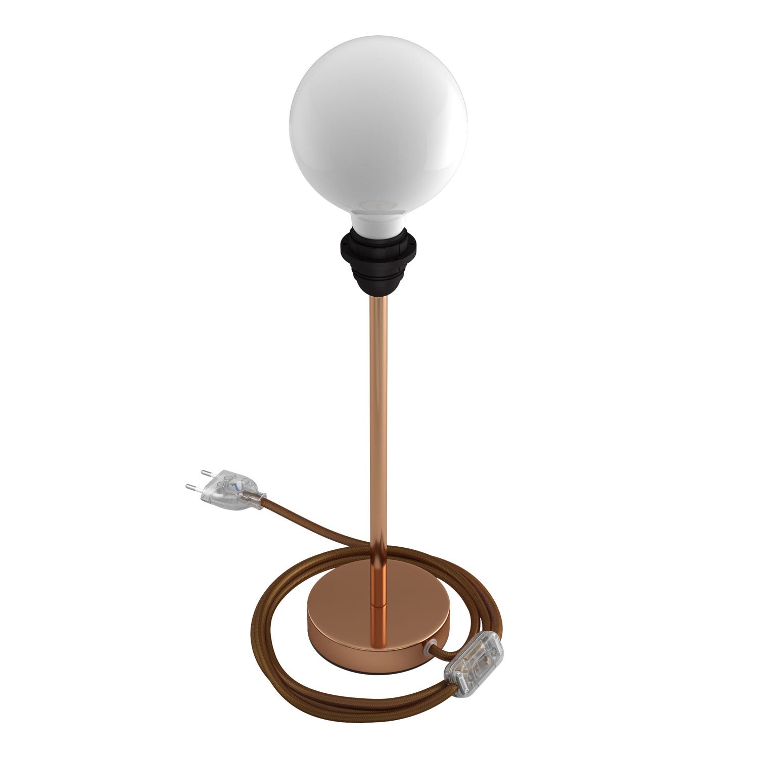 Alzaluce - metal table lamp for lampshades with fabric cable, switch and 2 poles plug