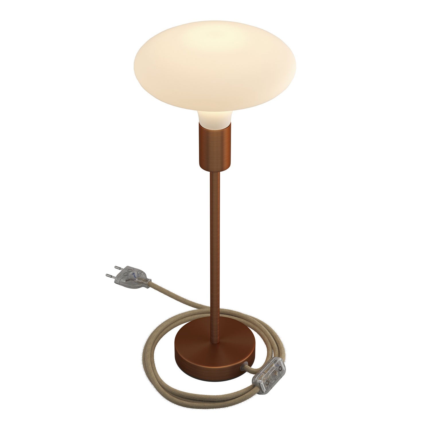 Alzaluce - metal table lamp with fabric cable, switch and 2 poles plug