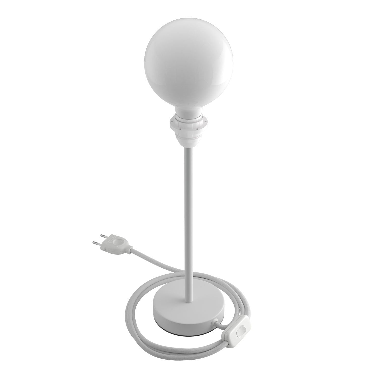 Alzaluce - metal table lamp for lampshades with fabric cable, switch and 2 poles plug