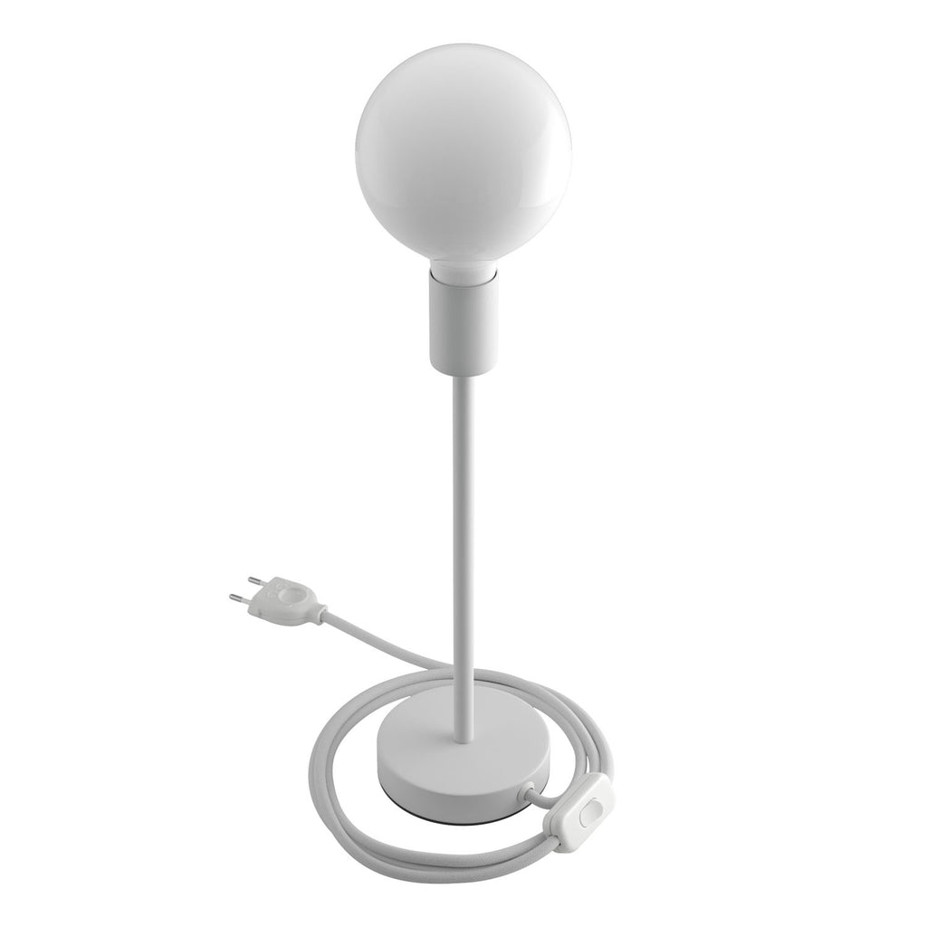 Alzaluce - metal table lamp with fabric cable, switch and 2 poles plug