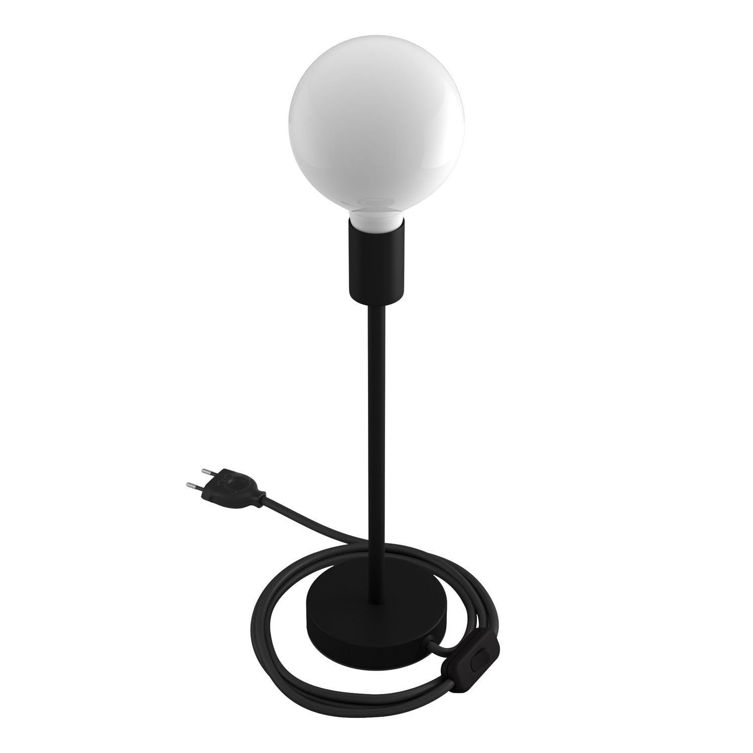 Alzaluce - metal table lamp with fabric cable, switch and 2 poles plug