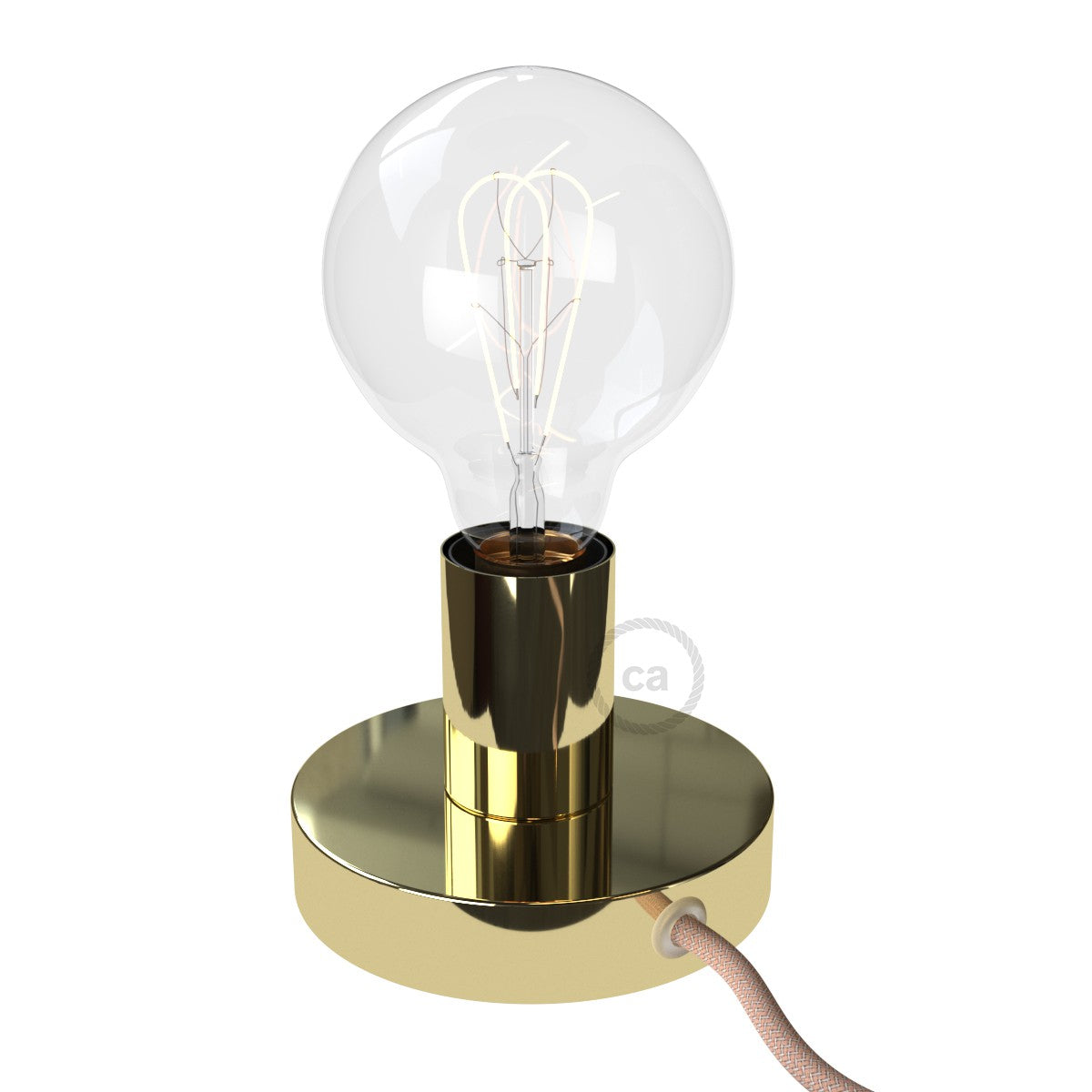 Posaluce Metal, our metal table lamp complete with fabric cable, switch and 2-pin plug