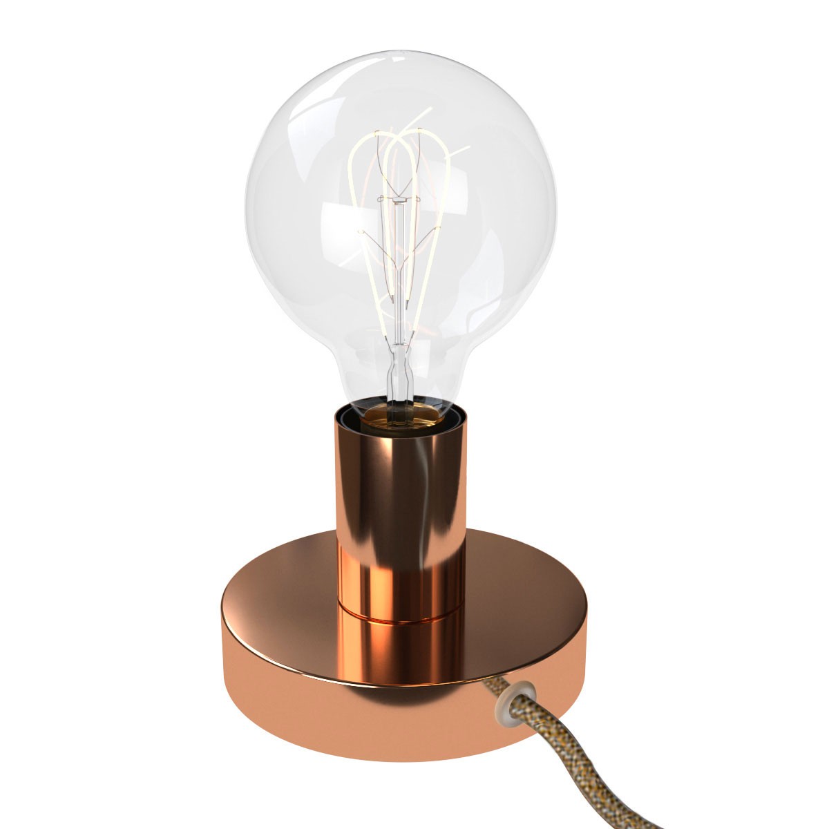 Posaluce Metal, our metal table lamp complete with fabric cable, switch and 2-pin plug