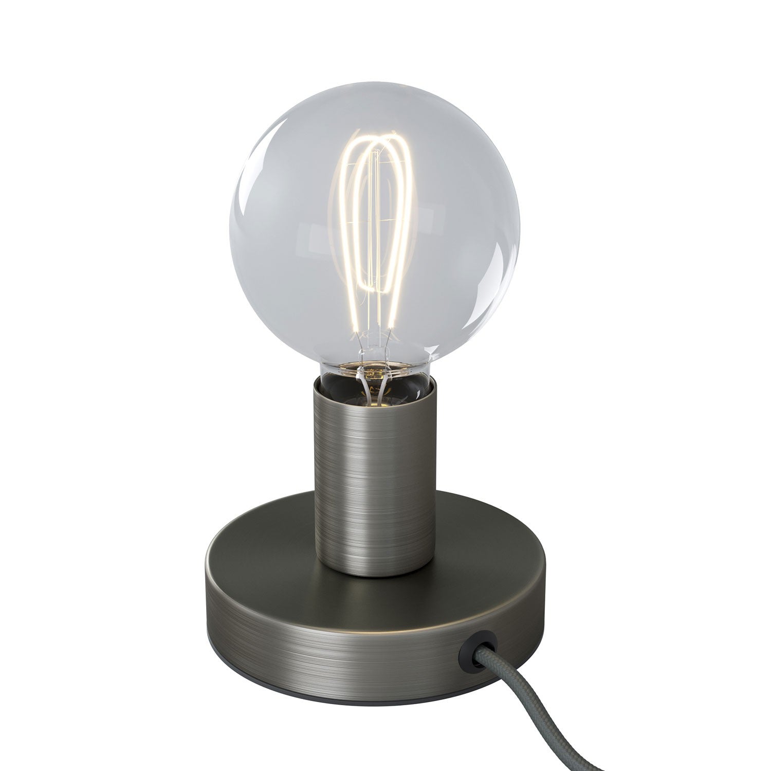 Posaluce Metal, our metal table lamp complete with fabric cable, switch and 2-pin plug