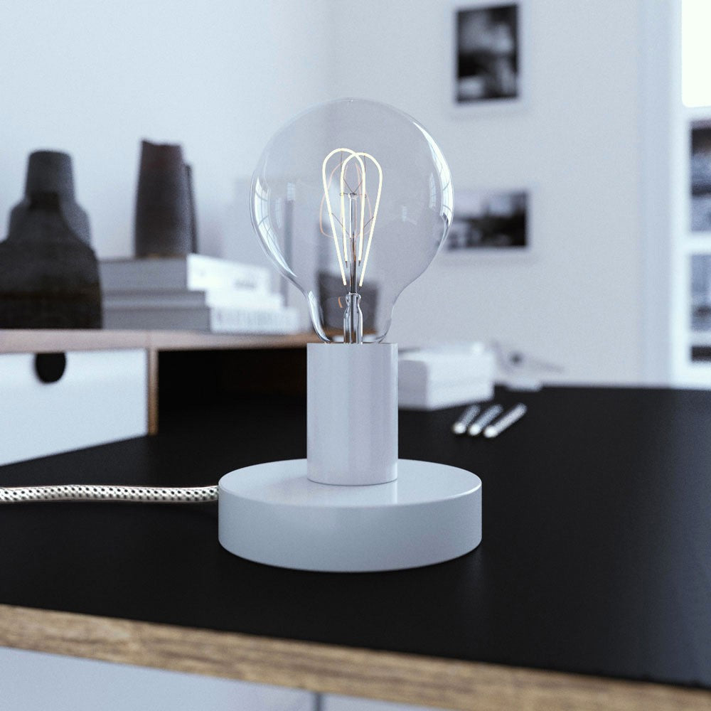 Posaluce Metal our metal table lamp complete with fabric cable switch and 2-pin plug