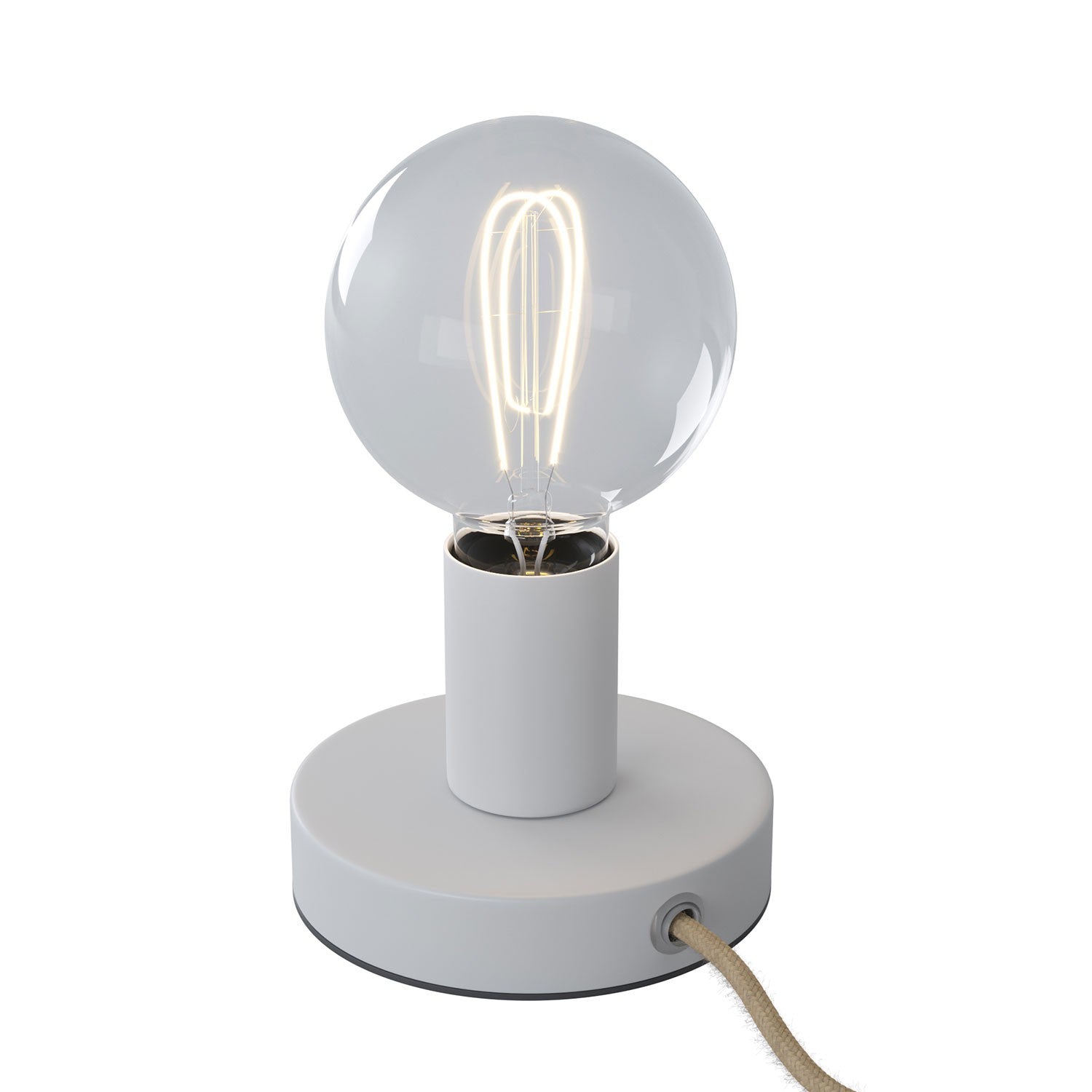 Posaluce Metal, our metal table lamp complete with fabric cable, switch and 2-pin plug