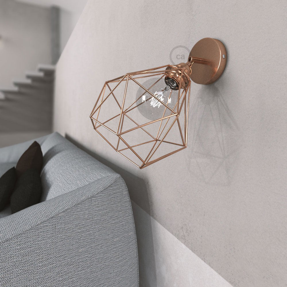Fermaluce Metallo 90° Urban the adjustable metal wall flush light with Diamond lampshade
