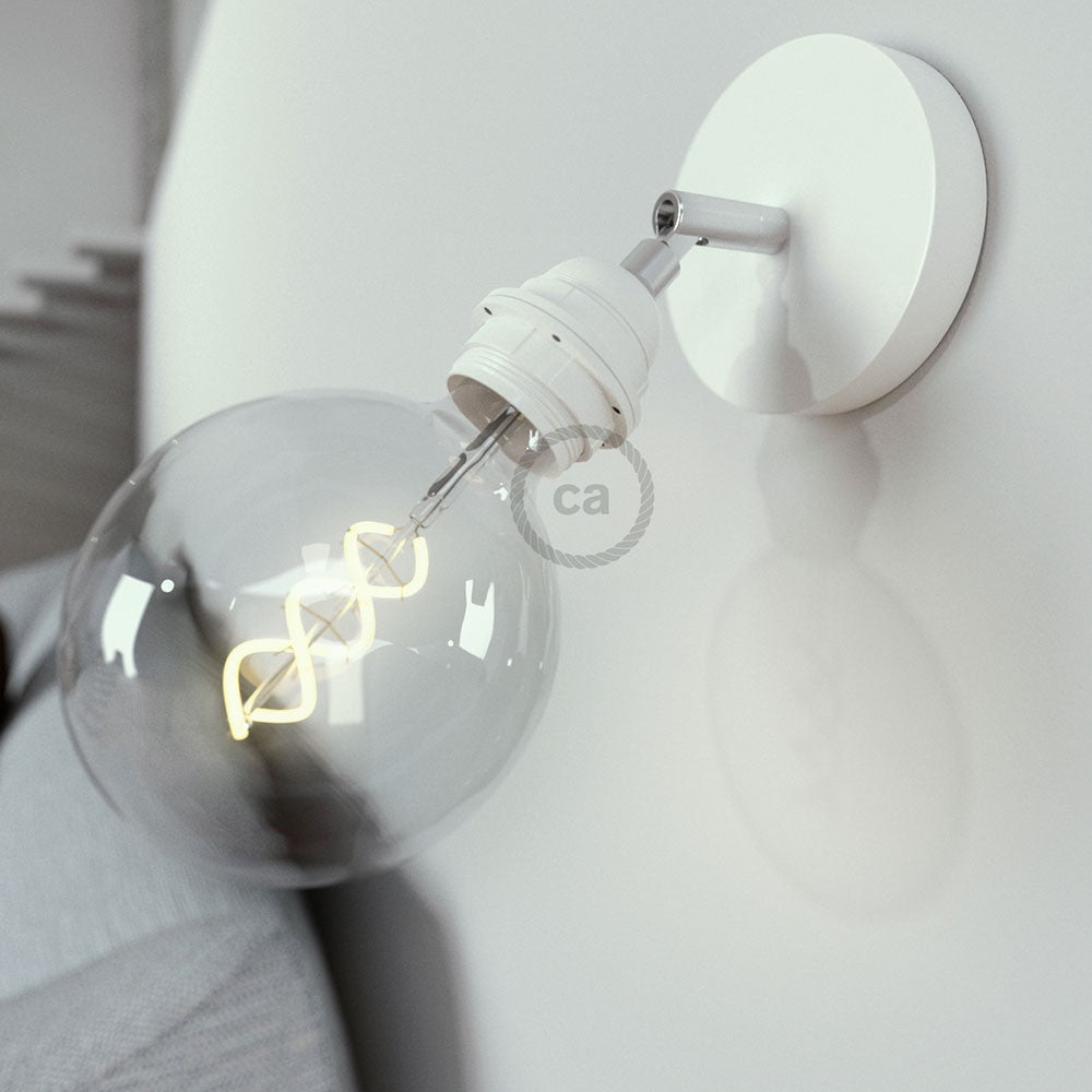 Fermaluce Metallo 90° con portalampada filettato E27 punto luce in metallo orientabile
