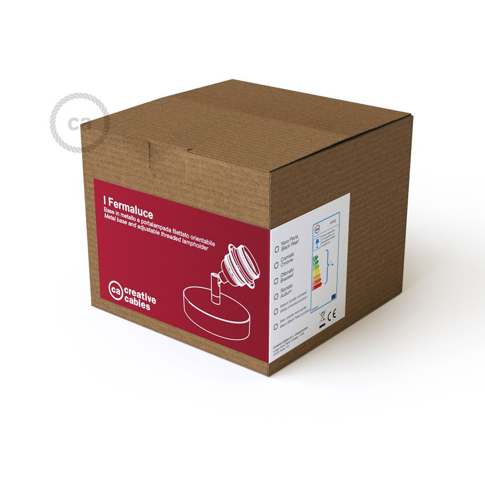 Fermaluce Metallo 90° con portalampada filettato E27 punto luce in metallo orientabile
