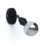 Fermaluce Metallo 90° con portalampada filettato E27, punto luce in metallo orientabile