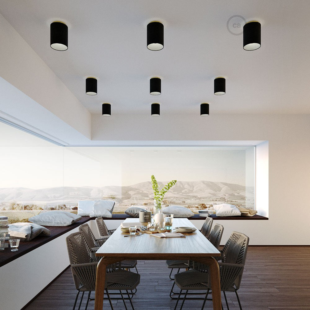 Fermaluce Glam with Cylinder Lampshade Ø 15cm h18cm metal finish wall or ceiling flush light