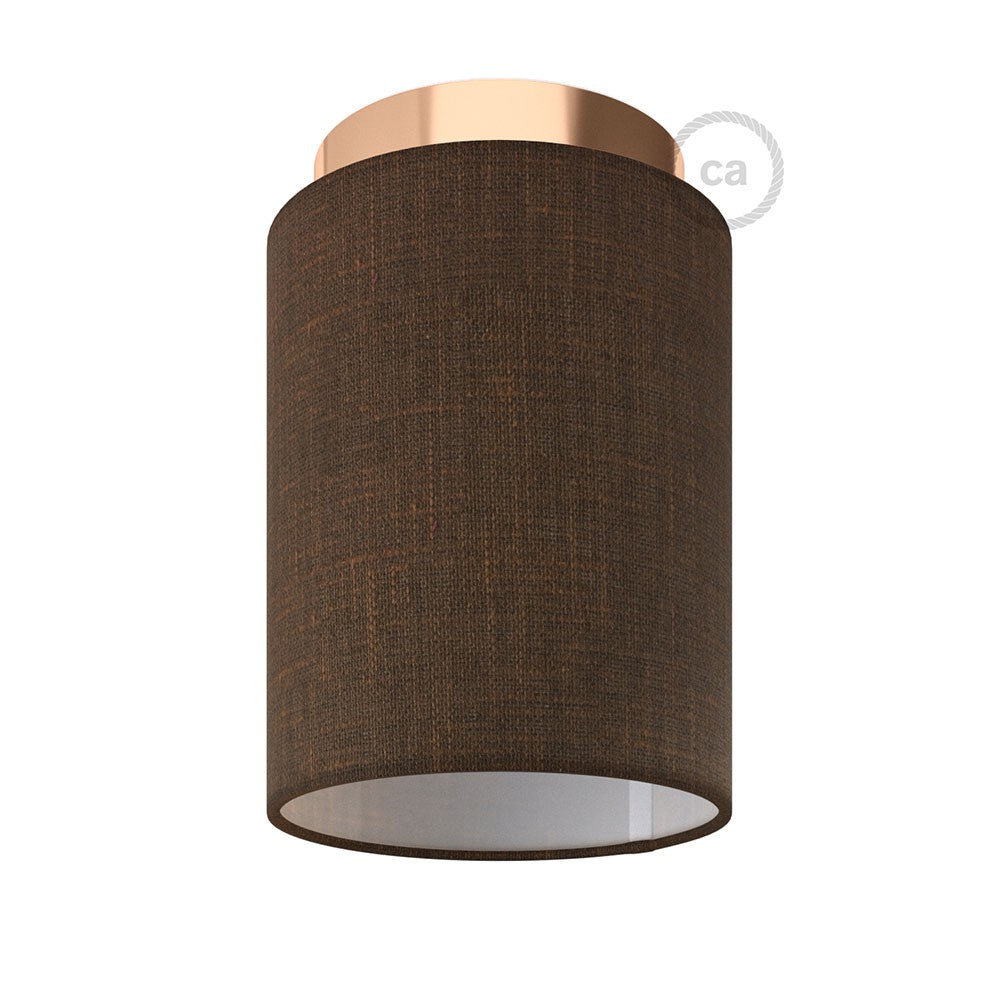 Fermaluce Glam with Cylinder Lampshade, Ø 15cm h18cm, metal finish wall or ceiling flush light