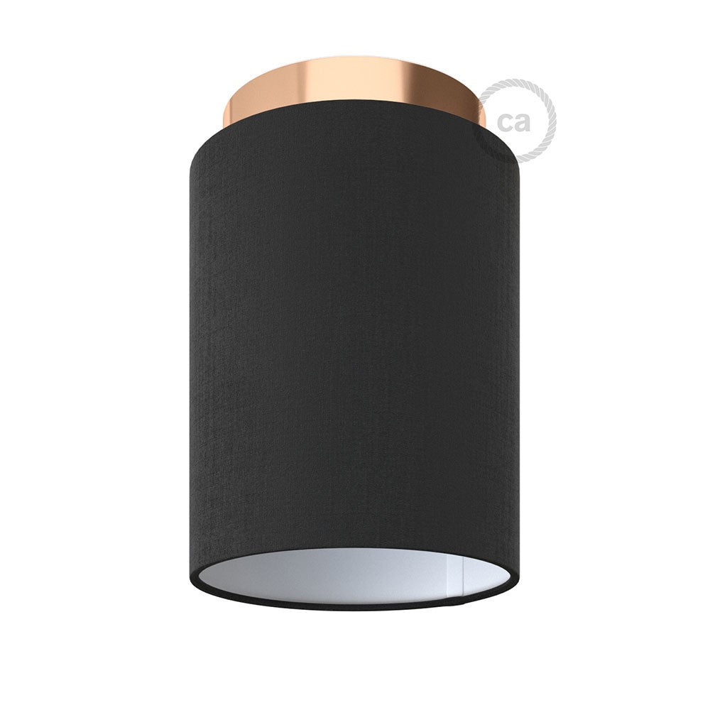 Fermaluce Glam with Cylinder Lampshade, Ø 15cm h18cm, metal finish wall or ceiling flush light