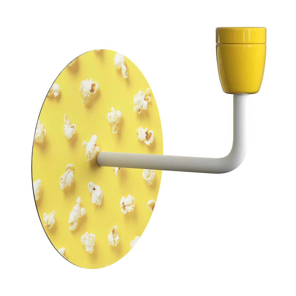 Fermaluce Pop metal and porcelain wall light with Rose-One and bent extension