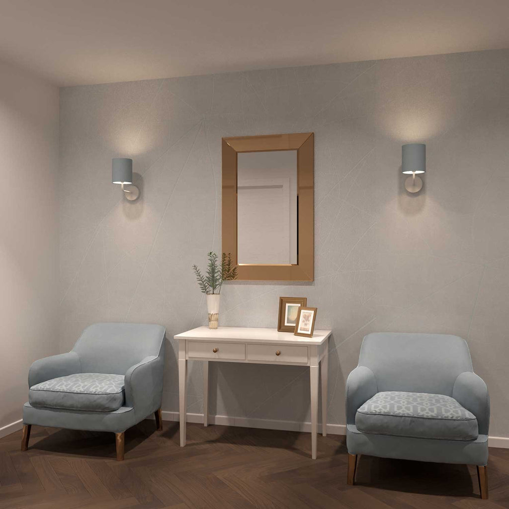 Fermaluce Pastel metal wall light with lampshade and bent extension
