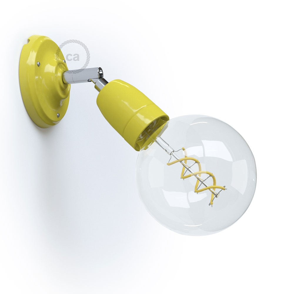 Fermaluce 90° Color, il punto luce orientabile in porcellana da parete o soffitto