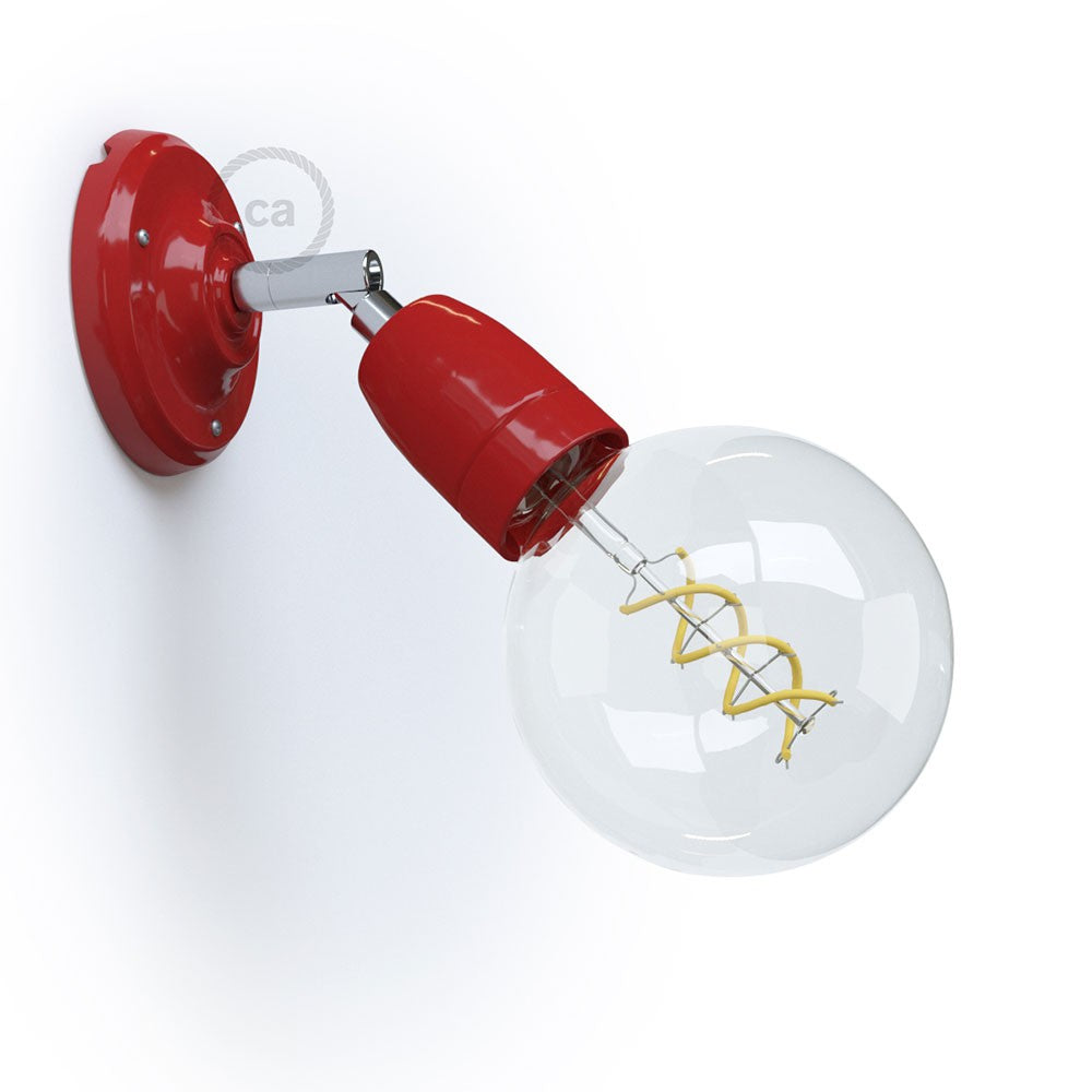 Fermaluce 90° Color, il punto luce orientabile in porcellana da parete o soffitto